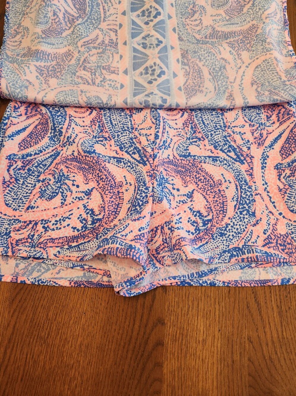 Lilly Pulitzer Donna Romper Happy As A Clam Pink Blue Multi Size 6 - Picture 4 of 7